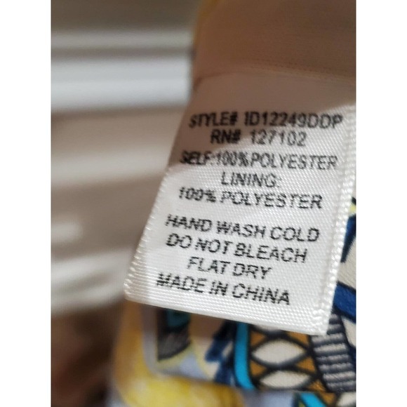 Fab'rik Womens Multi Floral Polyester Sleeveless V Neck Knee Length Dress Small - Picture 10 of 13